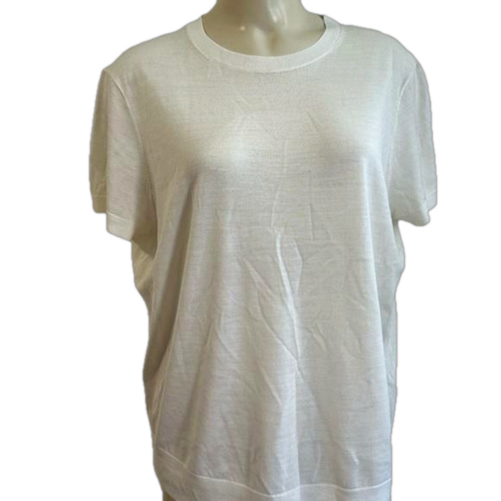 THEORY ivory short sleeve thin blouse size XXL